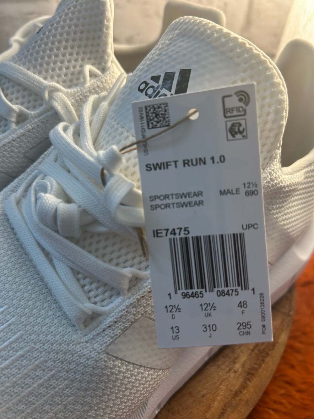 Adidas Men's Swift Run 1.0 Lifestyle Sneakers in Cloud White/Gum (IE7475) - Picture 9 of 12